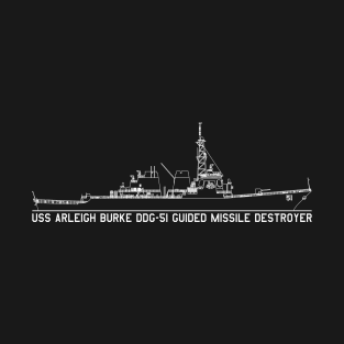 Arleigh Burke DDG-51 Guided Missile Destroyer Blueprint Schematic Ship Gift T-Shirt