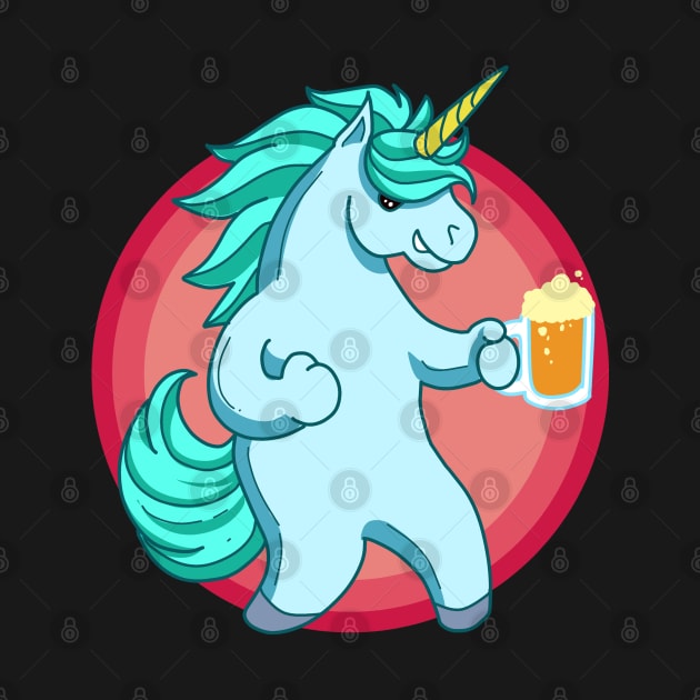 Cheers - Unicorn drinking beer - Beerfest by Modern Medieval Design