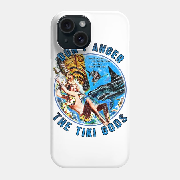 Vintage Don't Anger The Tiki Gods of Shark Reef Phone Case by Joaddo