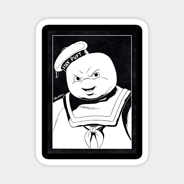 STAY PUFT MARSHMALLOW MAN - Ghostbusters (Black and White) Magnet by Famous Weirdos