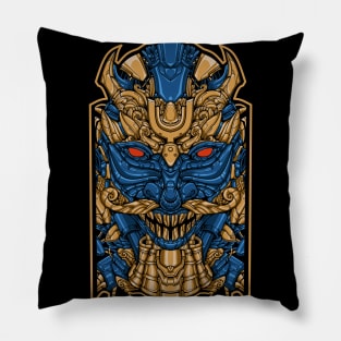 blue golden mask statue head Pillow