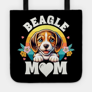 Colorful Beagle Mom Retro Sunset Dog Lover Tote