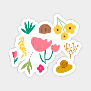 Snails and flowers pattern Magnet