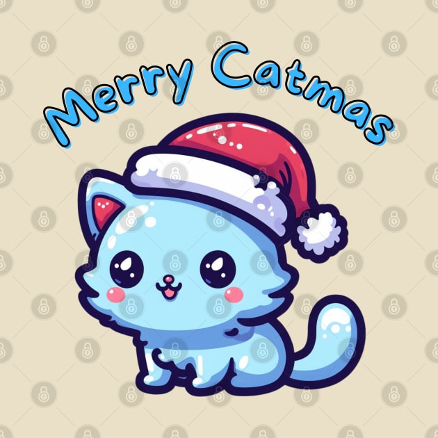 Merry Christmas catmas blue cat by Japanese Fever