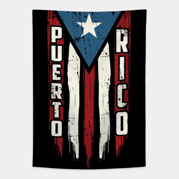 Puerto Rico Stylised Battle Worn Flag Tapestry by Family Heritage Gifts