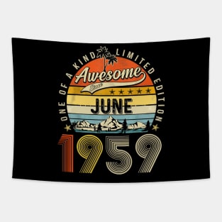 Awesome Since June 1959 Vintage 64th Birthday Tapestry