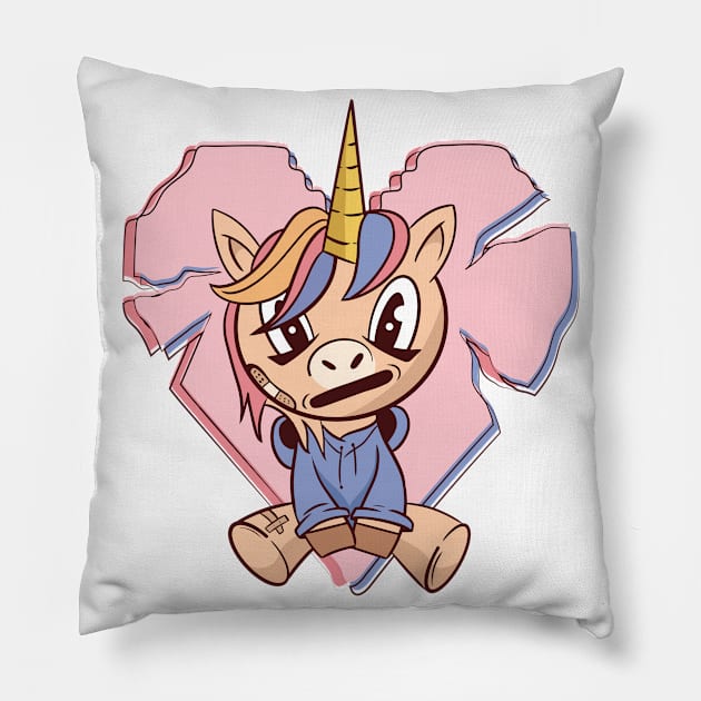 Broken Heart Anime Unicorn Pillow by MajorCompany