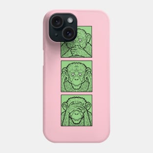 three green wise monkeys Phone Case