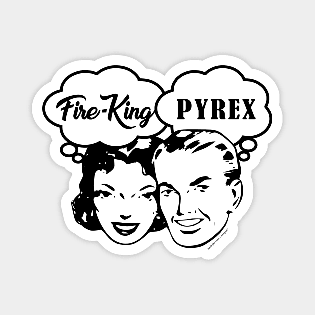 Fire King vs Pyrex Retro Couple Magnet by SmokyKitten