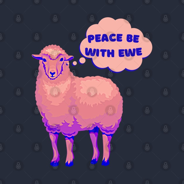 pink peace sheep, peace be with you, peace be with ewe by AdaleCreates