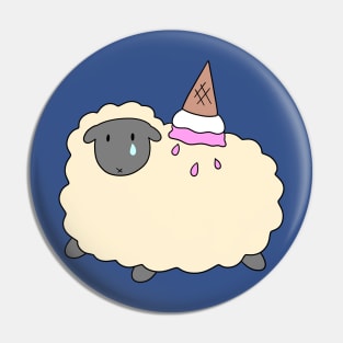 Sad Icecream Cone Sheep Pin