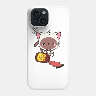 Funny White Cat Spills a jar of BBQ Sauce Phone Case