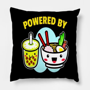 Powered By Bubble Tea Ramen Drink Lover Cute Kawaii Boba Pillow