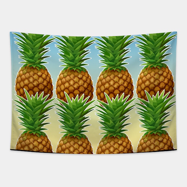 Pineapple Tropical Sunset Tapestry by DankFutura