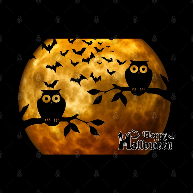 Happy Halloween Owl On Branch by holidaystore