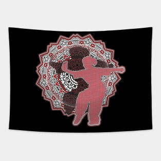 Red And Black Pattern Tai Chi Pose Tapestry