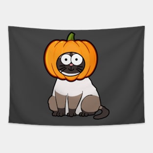 Kitty Pumpkin Head Tapestry