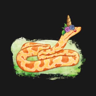 Albino Corn Snake With Unicorn Flowers T-Shirt