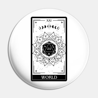 World Tarot Card D&D Nat 20 Dungeons & Dragons T-Shirt Black Pin