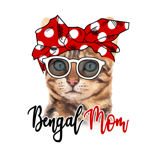 Bengal Cat Shirt Bengal Cat Mom Bandana by Nikkyta