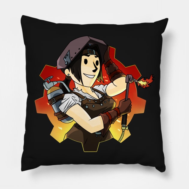 Vault Girl Hard At Work Pillow by KingVego