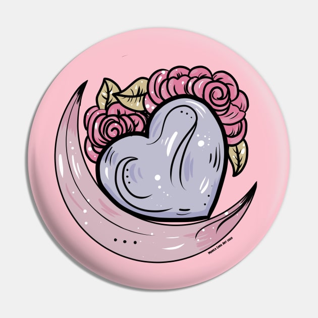 Rosey Moon Pin by MonicaLaraArt