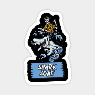 Skeleton riding a-shark Magnet