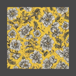 yellow background with white flowers 2 T-Shirt