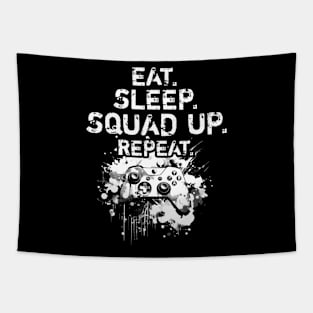 Cool Eat Sleep Squad Up Repeat Gamer Live Streamer Tapestry