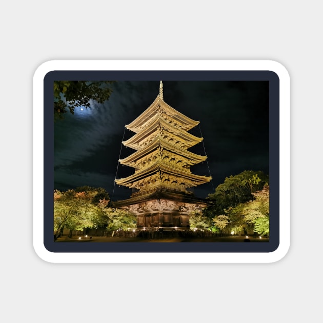 Toji temple at night Magnet by ellaine13