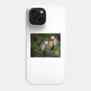 Galahs with Golden Banksias and Seed Pods Phone Case