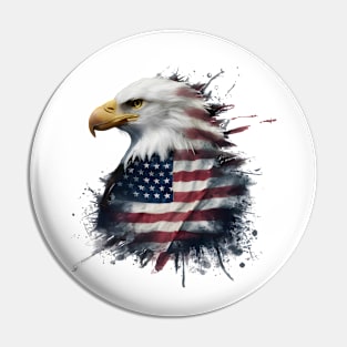 Eagle American Flag Watercolor Pin