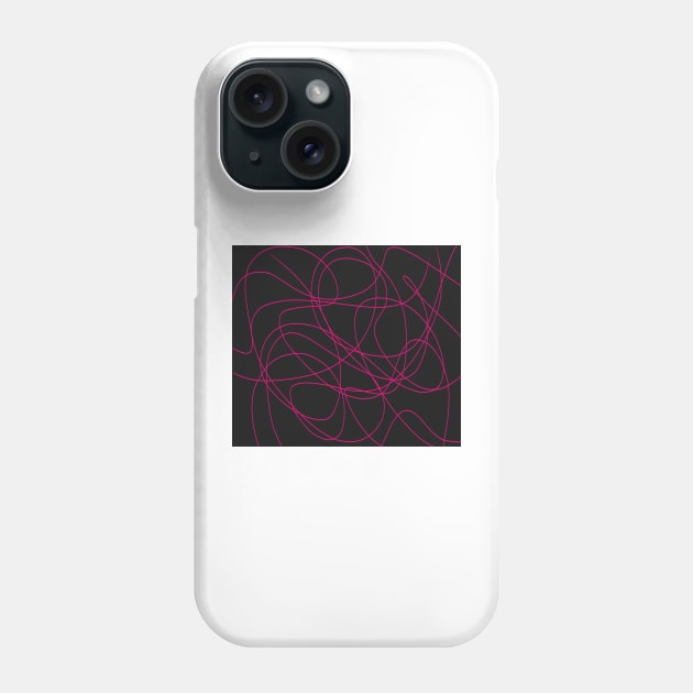 Pink on Black Line Art Phone Case by DanielleGensler