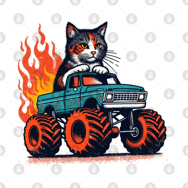 Funny Cat Driving A Monster Truck by Vehicles-Art