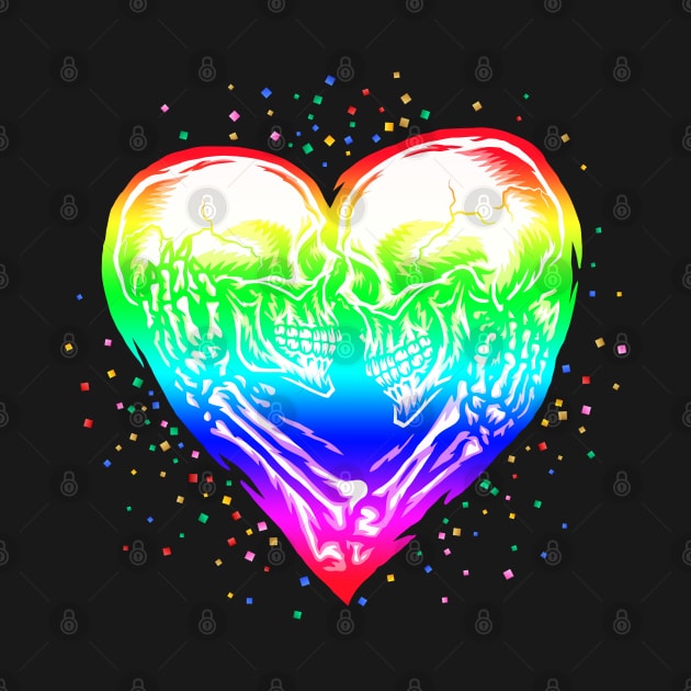 LGBT Skeleton Skull Rainbow Pride Heart by voidea