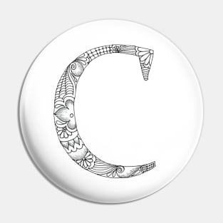 Henna Alphabet C / Henna Letter C - Black Henna Line Art Pin