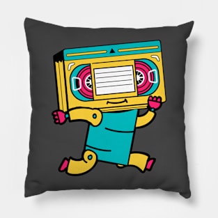 Happy Running Retro VHS Robot Pillow