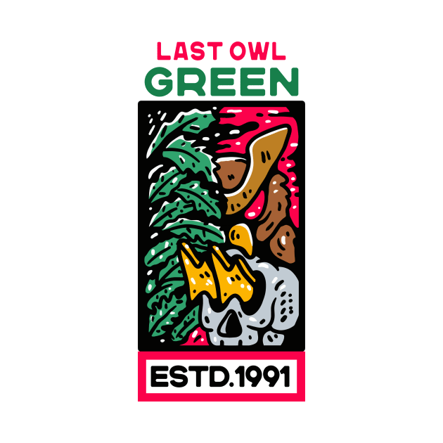 Last Owl Green And Skull by Guideline.std