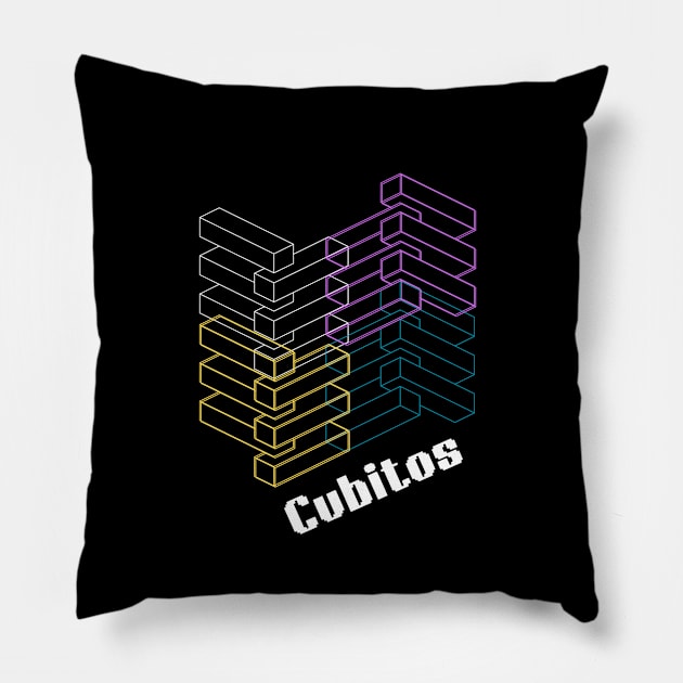 Cubitos in Spanish Design Pillow by Zwen Rubby