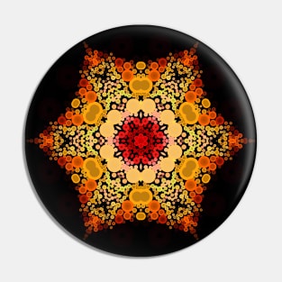 Dot Mandala Flower Orange Yellow and Red Pin