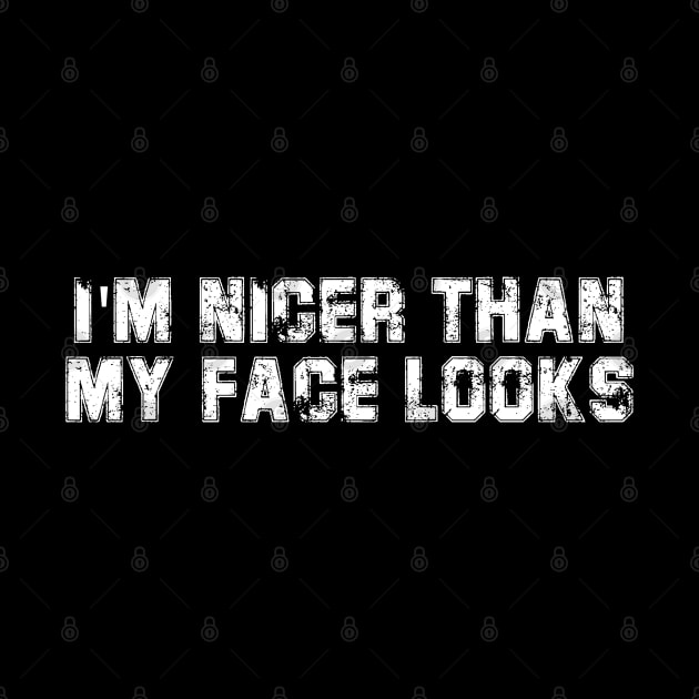 Funny I'm Nicer Than My Face Looks Sarcasm by deafcrafts