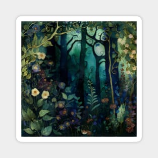 Watercolor Forest, Woodland Landscape Magnet