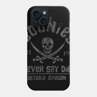 The Goonies - Never Say Die - Grey on Black Phone Case