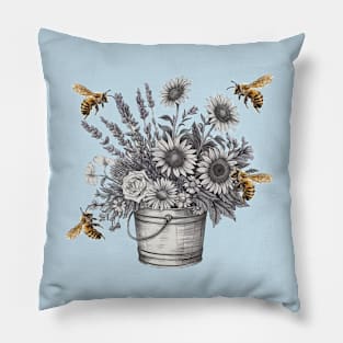 Wild Flowers and Bees Pillow