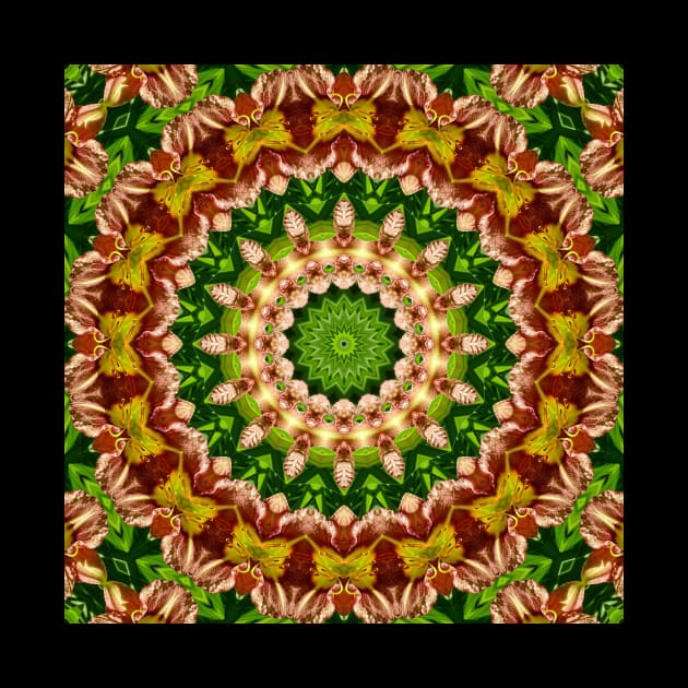 Mandala Kaleidoscope in Shades of Red, Green, and Yellow by Crystal Butterfly Creations