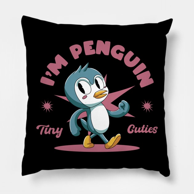 Cheerful Penguin Christmas Pillow by milatees