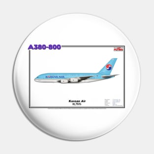 Airbus A380-800 - Korean Air (Art Print) Pin