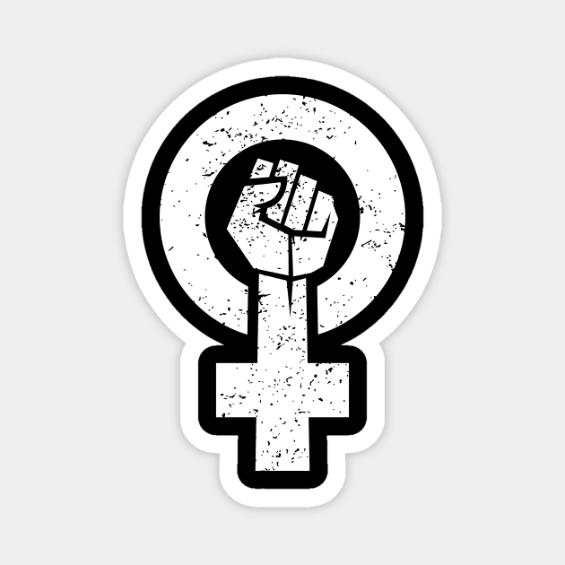 feminist fist, women symbol, girl power, equality women's era (white) Magnet by Daribo