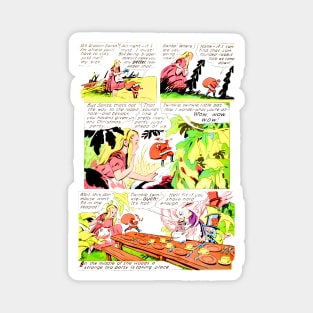Alice and Santa Claus in Wonderland Merry Christmas Having Tea Retro Vintage Comic Magnet