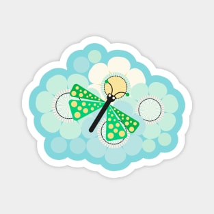Green and yellow butterflies with flowers Magnet